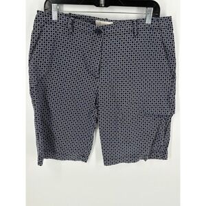 Talbots Women's Shorts Size 12 Navy Blue White Geometric Pattern Cotton Blend‎ *